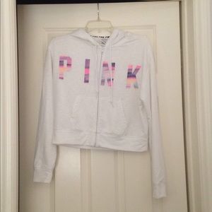 *VS Pink full zip white crop jacket
